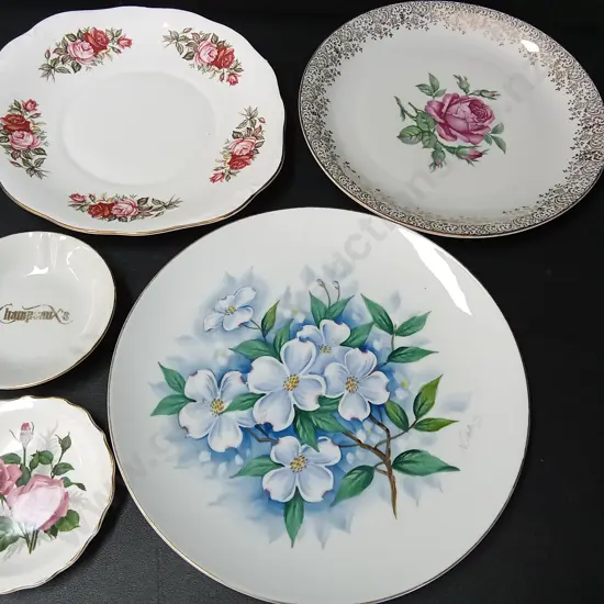 5 VINTAGE DISHES LARGEST DIA 27CM