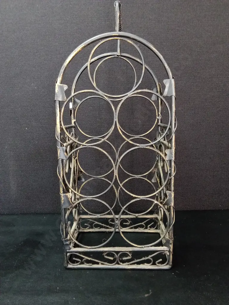 VINTAGE-STYLE ARCHED METAL WIRE COUNTERTOP WINE RACK H50CM Image 1++