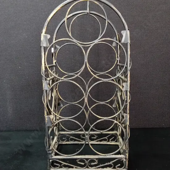 VINTAGE-STYLE ARCHED METAL WIRE COUNTERTOP WINE RACK H50CM