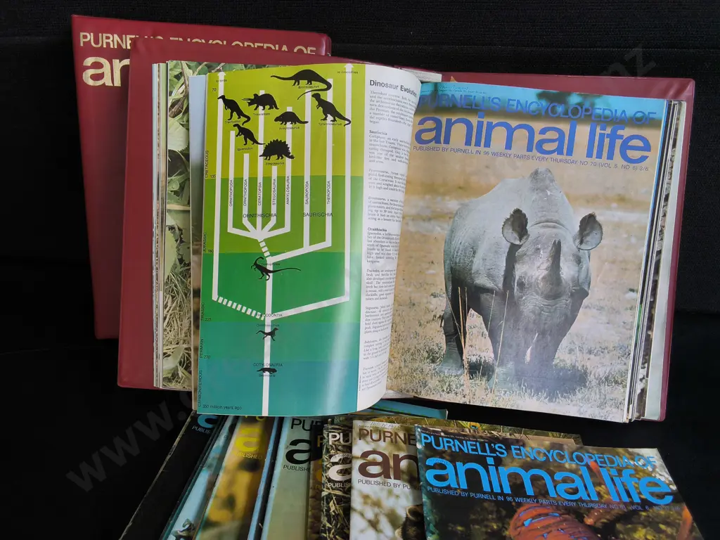 VINTAGE COLLECTION OF PURNELL'S ENCYCLOPEDIAS OF ANIMAL LIFE, BINDERS AND MAGAZINES Image 1++