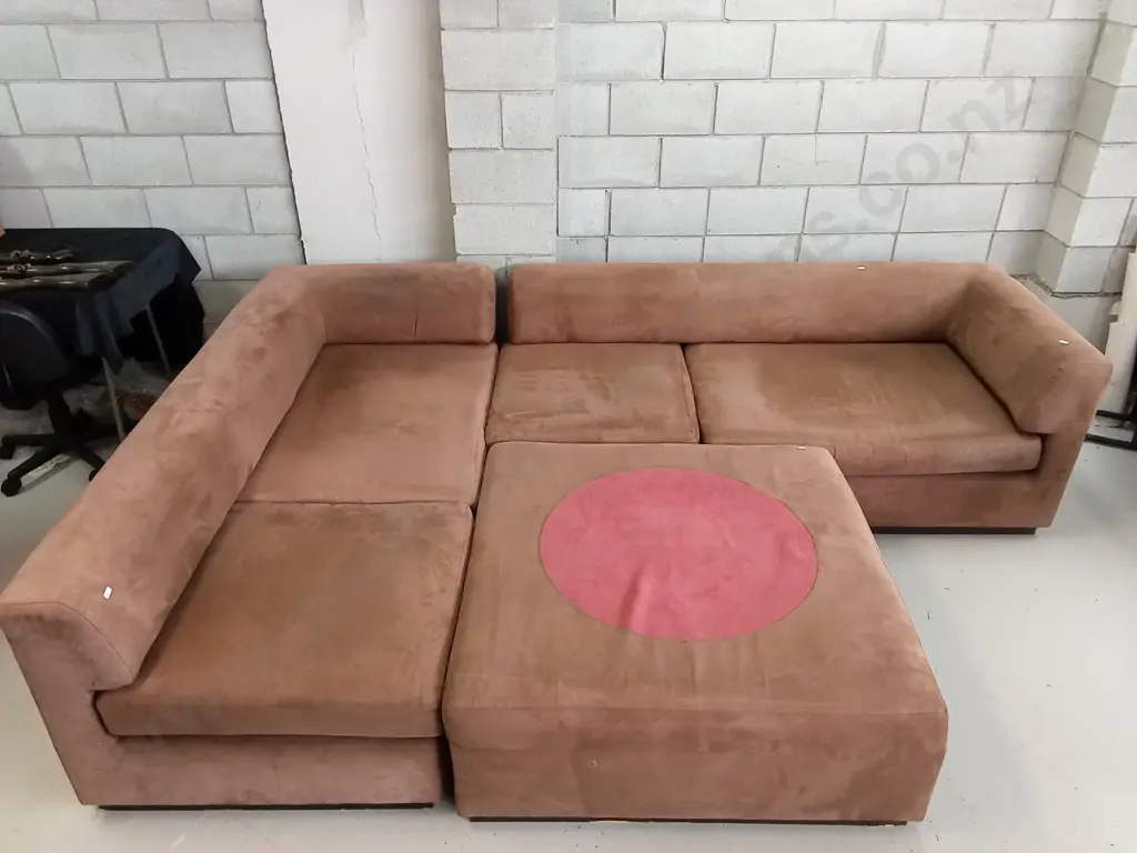 VELVET MODULAR SECTIONAL SOFA, LARGE CENTRE PIECE WITH TWO DRAWERS, W 284CM X 195CM Image 1++