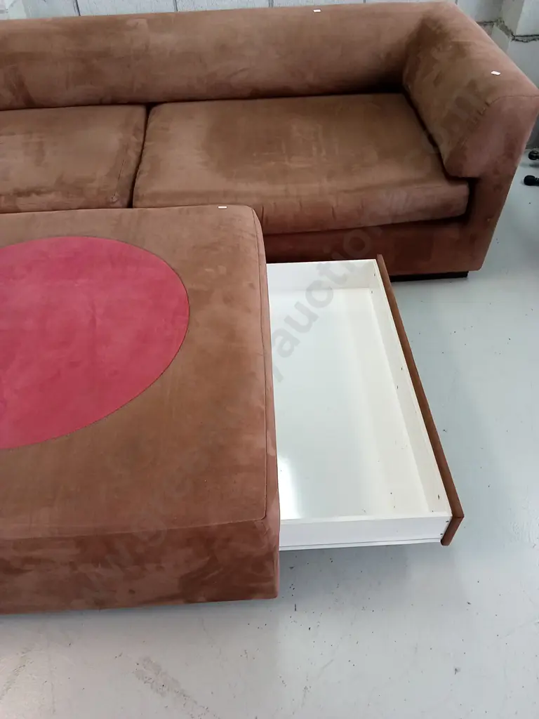 VELVET MODULAR SECTIONAL SOFA, LARGE CENTRE PIECE WITH TWO DRAWERS, W 284CM X 195CM Image 1++