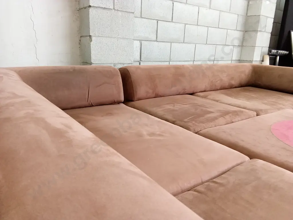 VELVET MODULAR SECTIONAL SOFA, LARGE CENTRE PIECE WITH TWO DRAWERS, W 284CM X 195CM Image 1++
