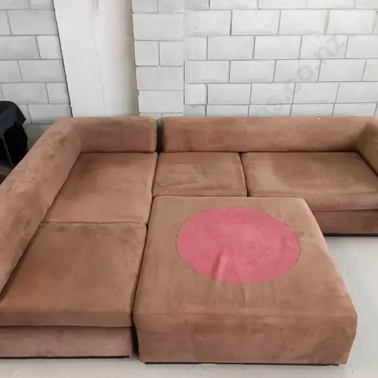 VELVET MODULAR SECTIONAL SOFA, LARGE CENTRE PIECE WITH TWO DRAWERS, W 284CM X 195CM