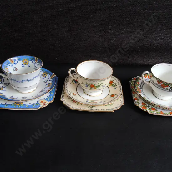 3 VINTAGE FINE BONE CHINA TRIOS, AYNSLEY TEA CUPS AND SAUCERS, MADE IN ENGLAND