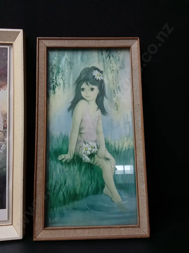 2 FRAMED VINTAGE ARTWORKS LARGEST 34 X 26CM Image 1++