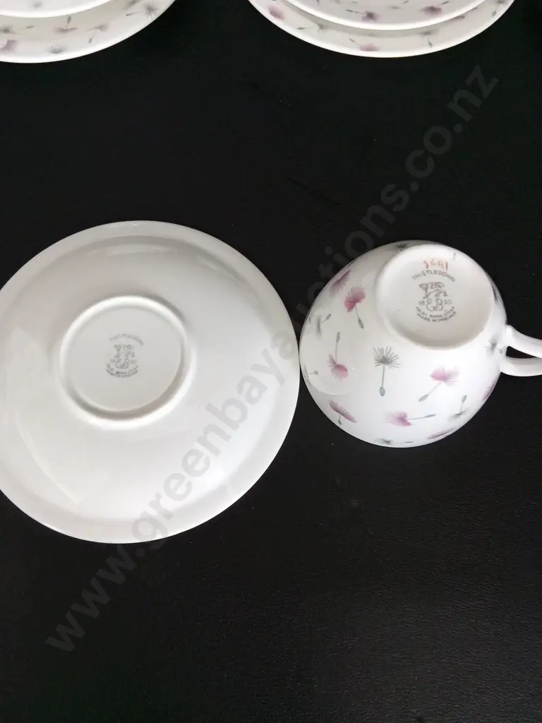 5 VINTAGE THISTLEDOWN E. BRAIN & CO TEA TRIOS WITH 4 EXTRA SAUCERS Image 1++