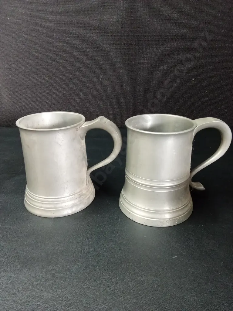6 PEWTER BEER MUGS TALLEST H12CM Image 1++