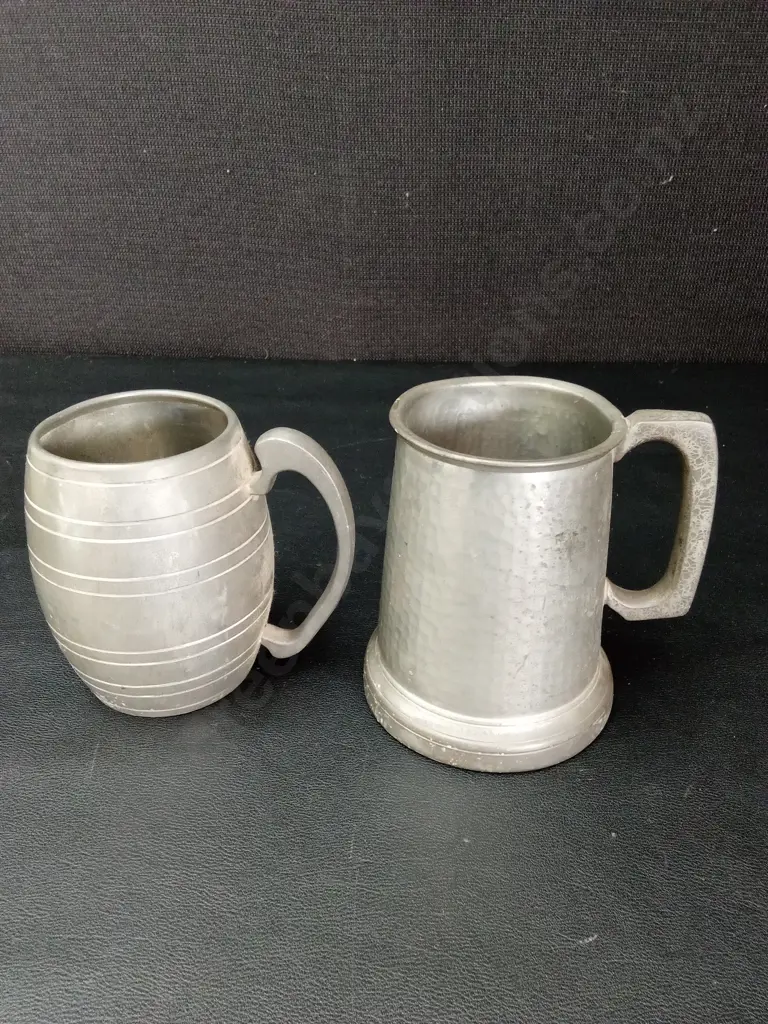 6 PEWTER BEER MUGS TALLEST H12CM Image 1++