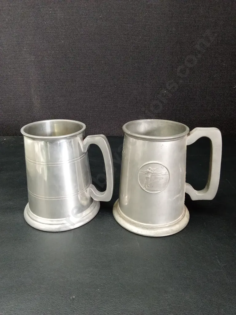 6 PEWTER BEER MUGS TALLEST H12CM Image 1++
