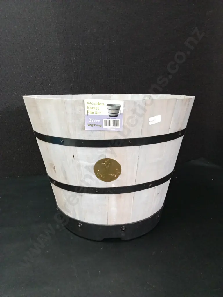 VEGTRUG WOODEN BARREL PLANTER 37CM Image 1++