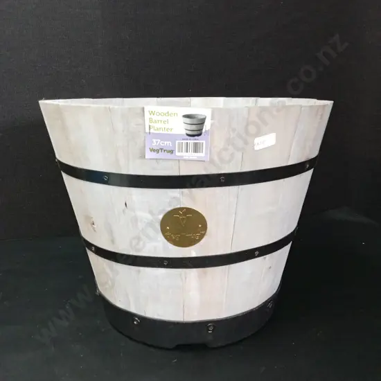 VEGTRUG WOODEN BARREL PLANTER 37CM