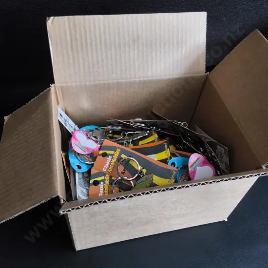 BOX OF BRAND NEW KEYCHAINS