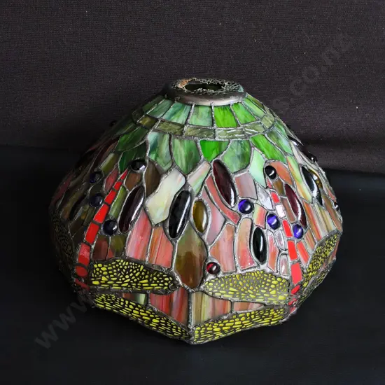 VINTAGE TIFFANY STYLE STAINED GLASS LAMP SHADE