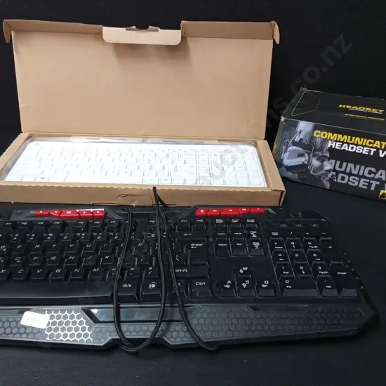 2 KEYBOARDS AND A COMMUNICATION HEADSET V