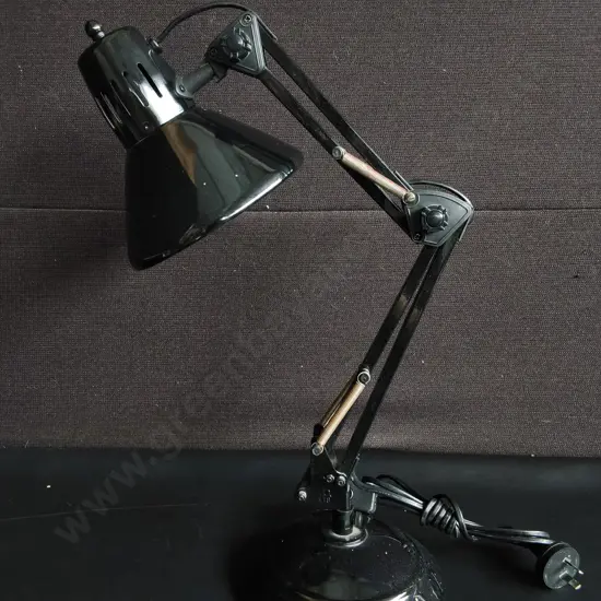 VINTAGE BLACK ANGLEPOISE DESK LAMP, WORKING, H 55 CM