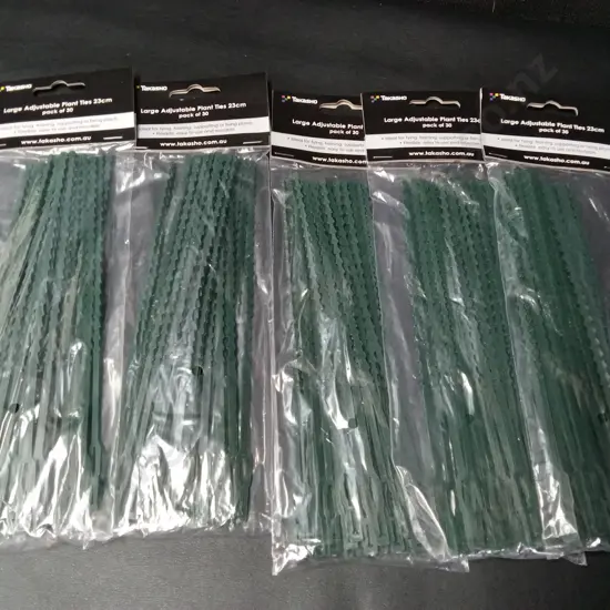 5 PACKETS OF TAKASHO LARGE ADJUSTABLE PLANT TIES 23CM