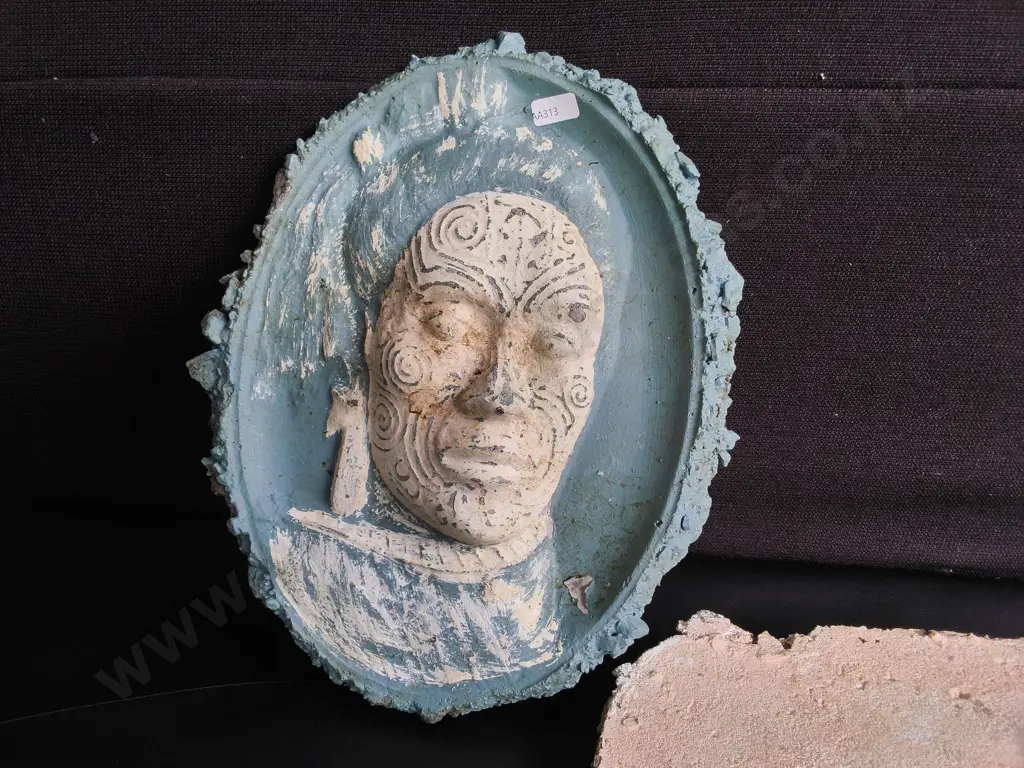 PAIR OF CARVED CLAY RELIEF PLAQUES, WIDEST W 43 CM Image 1++