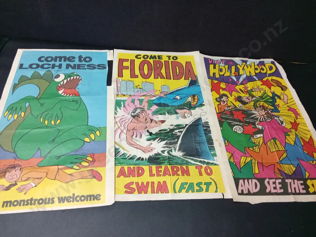 COLLECTION OF VINTAGE "VISIT" POSTERS ALL 44CM X 25CM Image 1++