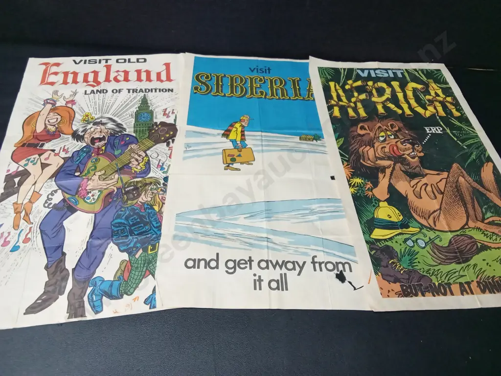 COLLECTION OF VINTAGE "VISIT" POSTERS ALL 44CM X 25CM Image 1++