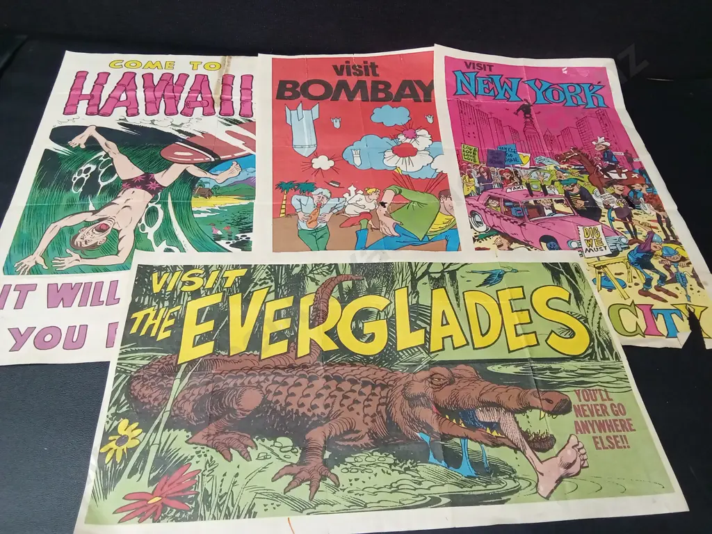 COLLECTION OF VINTAGE "VISIT" POSTERS ALL 44CM X 25CM Image 1++