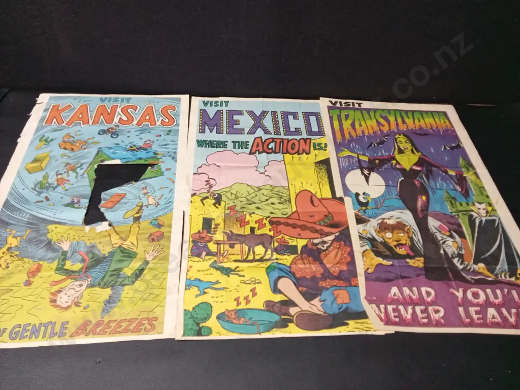COLLECTION OF VINTAGE "VISIT" POSTERS ALL 44CM X 25CM Image 1++