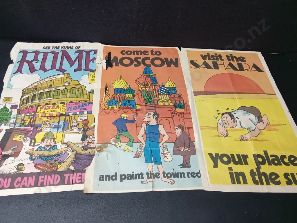 COLLECTION OF VINTAGE "VISIT" POSTERS ALL 44CM X 25CM Image 1++