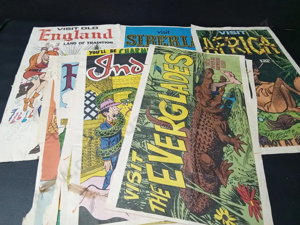 COLLECTION OF VINTAGE "VISIT" POSTERS ALL 44CM X 25CM Image 1++