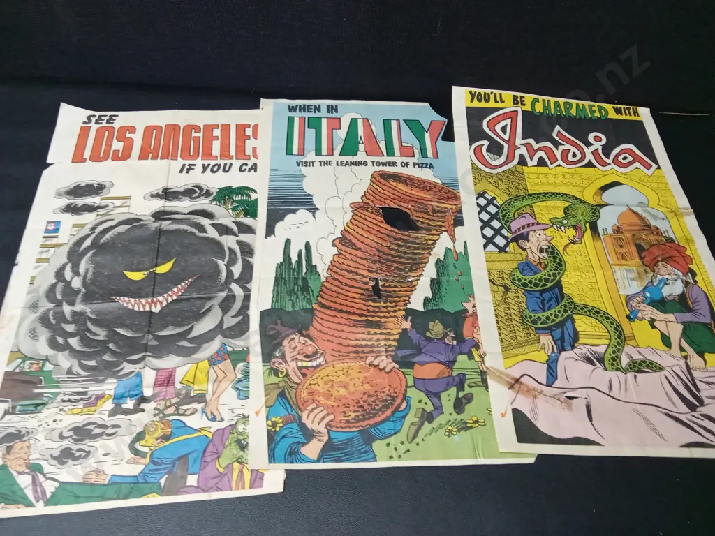 COLLECTION OF VINTAGE "VISIT" POSTERS ALL 44CM X 25CM Image 1++