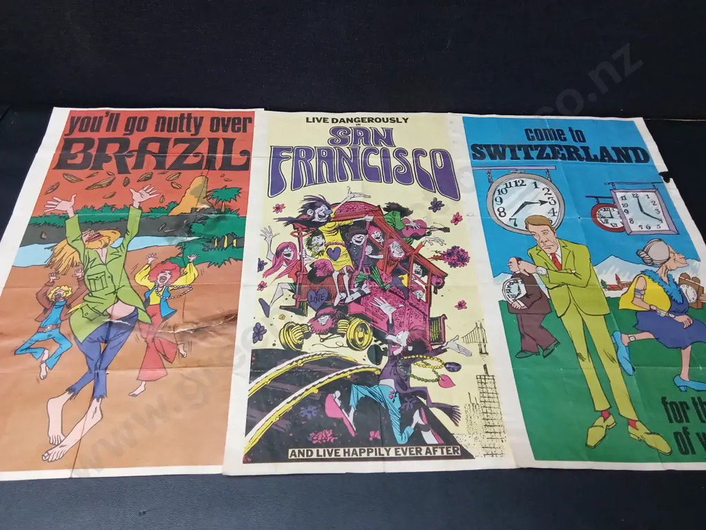 COLLECTION OF VINTAGE "VISIT" POSTERS ALL 44CM X 25CM Image 1++