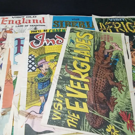 COLLECTION OF VINTAGE "VISIT" POSTERS ALL 44CM X 25CM