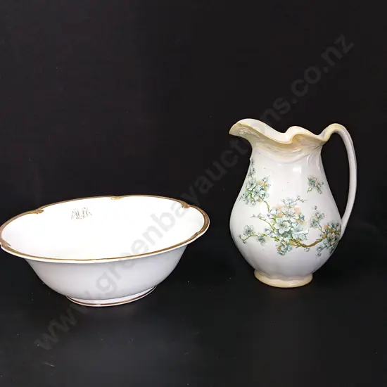 VINTAGE VASE H31CM AND BOWL D39CM