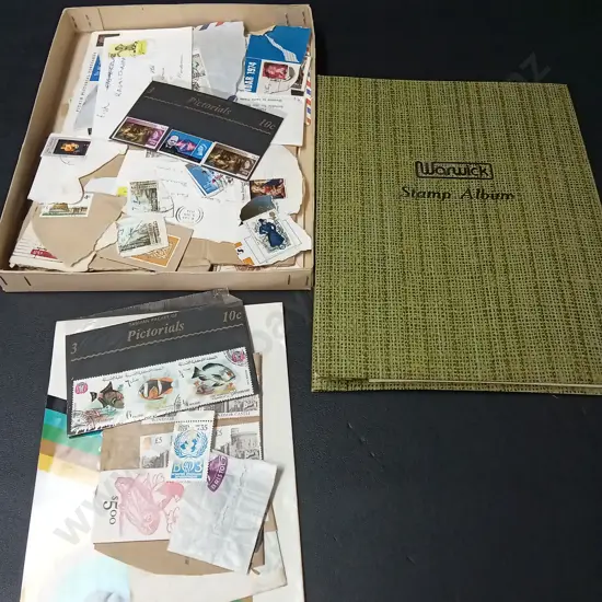 VINTAGE STAMP ALBUM AND STAMPS