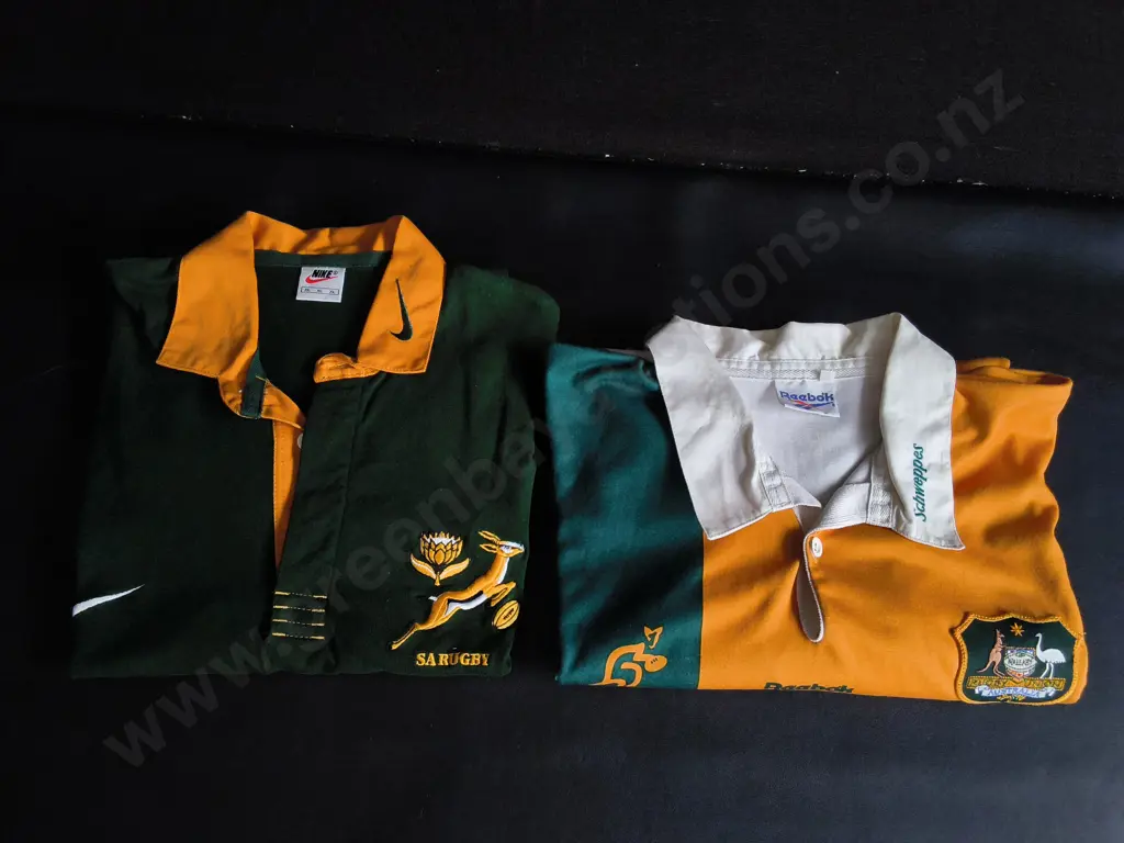 NIKE SOUTH AFRICA RUGBY JERSEY SIZE XL, AND REEBOK AUSTRALIA RUGBY JERSEY SIZE XL Image 1++