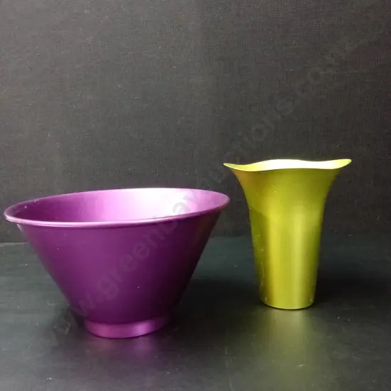 ANODIZED VASE H16CM AND PLANT POT H12.5CM