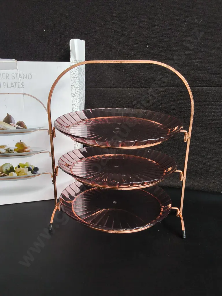 WIRE 3 TIER STAND WITH PLATES, H 38 CM Image 1++