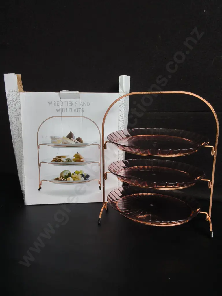 WIRE 3 TIER STAND WITH PLATES, H 38 CM Image 1++