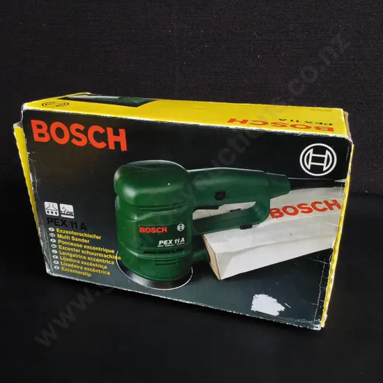 VINTAGE BOSCH PEX 115 A CORDED ECCENTRIC SANDER, BOXED