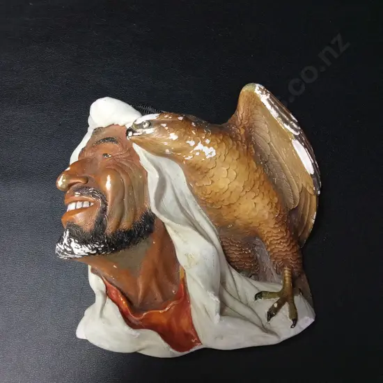 VINTAGE BOSSONS CHALKWARE WALL MASK "DESERT HAWKS" BY FRED WRIGHT H17CM