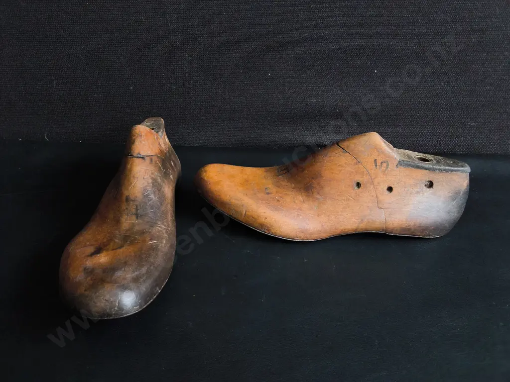PAIR OF VINTAGE WOODEN SHOE LASTS, W 31 CM Image 1++