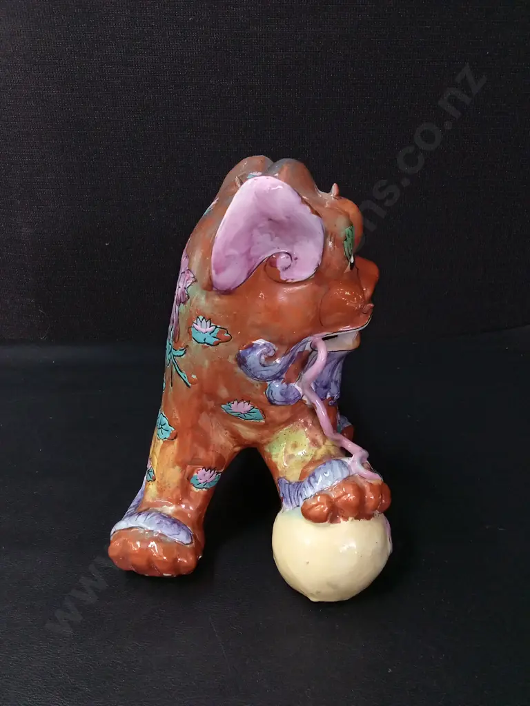 GLAZED CERAMIC CHINESE GUARDIAN FOO DOG H20.5CM Image 1++