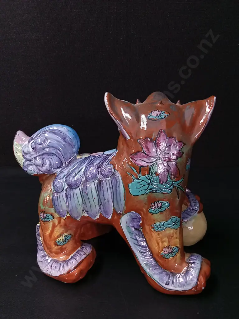GLAZED CERAMIC CHINESE GUARDIAN FOO DOG H20.5CM Image 1++