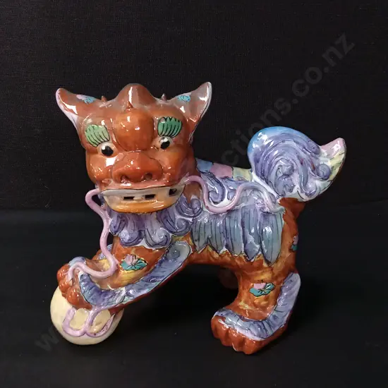GLAZED CERAMIC CHINESE GUARDIAN FOO DOG H20.5CM