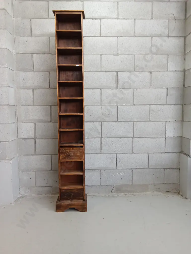 TALL WOODEN STORAGE TOWER WITH TWO DRAWERS, H 200CM X  W 32CM X D 22CM Image 1++