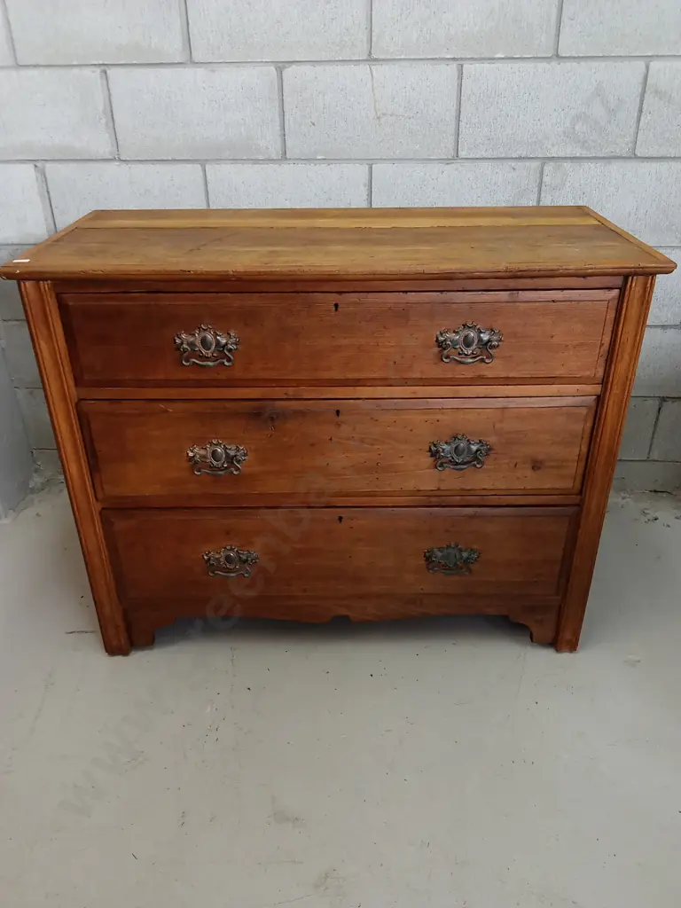 VINTAGE WOODEN CHEST OF DRAWERS, H 84CM X W 107CM X D 49CM Image 1++