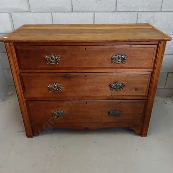 VINTAGE WOODEN CHEST OF DRAWERS, H 84CM X W 107CM X D 49CM