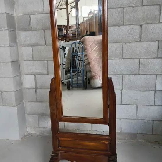 VINTAGE FREESTANDING WOODEN CHEVAL MIRROR, H 1.88 M X W 66 CM