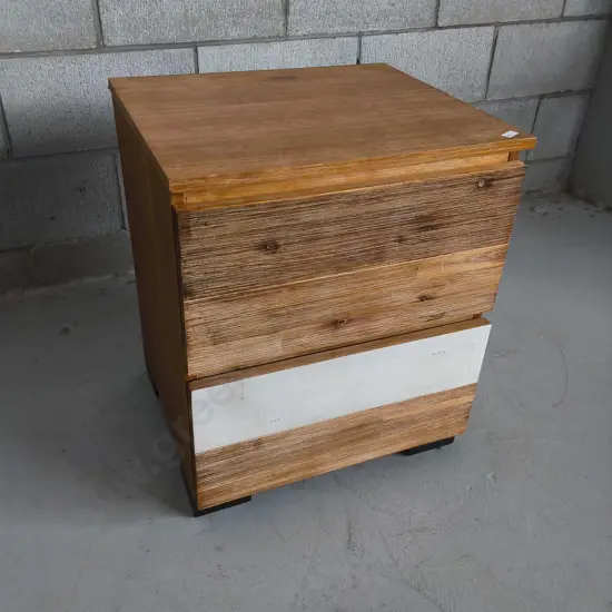 WOODEN BEDSIDE TABLE, H 55 CM X W 46 CM X D 40 CM
