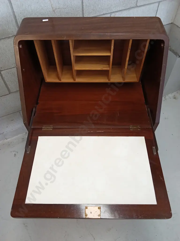 VINTAGE QUEEN ANNE-STYLE DESK WITH FOLD-DOWN WRITING LID, H 109 X W 66CM X D 41CM Image 1++
