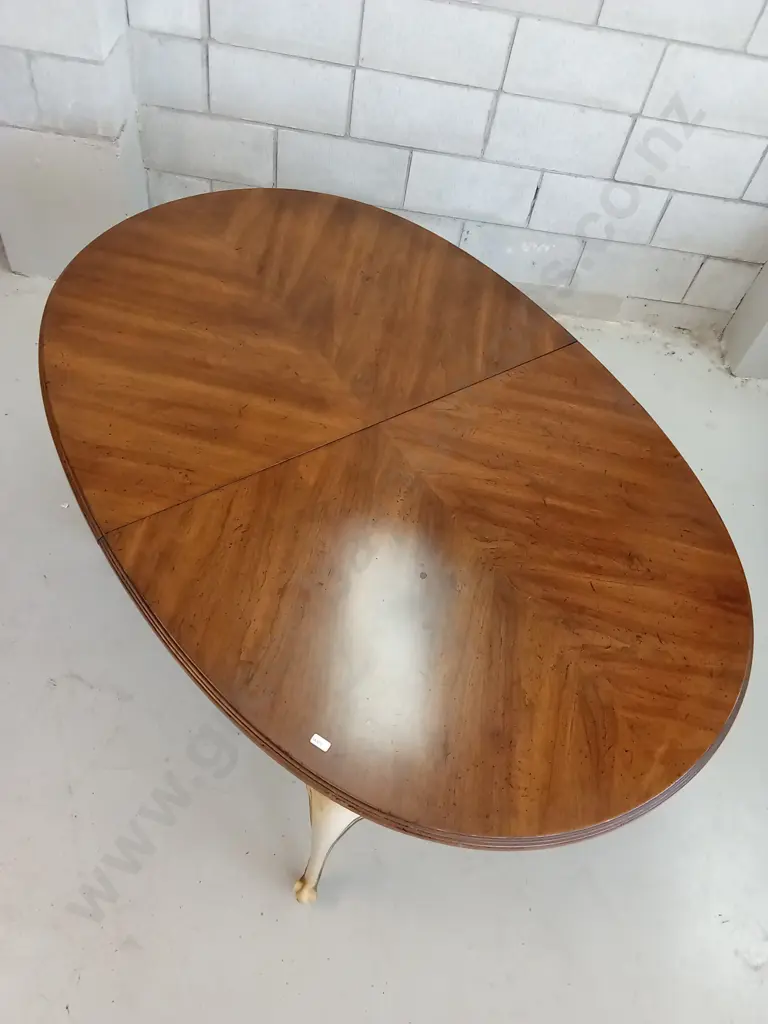 FRENCH PROVINCIAL-STYLE EXTENDABLE DINING TABLE WITH 6 CANE-BACK CUSHIONED CHAIRS, Image 1++
